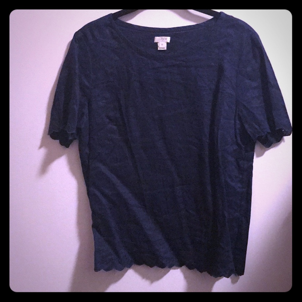 navy scalloped j. crew blouse